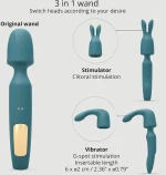 Δονητής Μασάζ 3 σε 1 R-Evolution Premium Silicone 3 in 1 Massage Vibrating Wand - Πράσινος