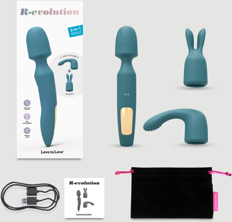 Δονητής Μασάζ 3 σε 1 R-Evolution Premium Silicone 3 in 1 Massage Vibrating Wand - Πράσινος