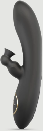 Rabbit Δονητής με Κλειτοριδική Αναρρόφηση Divine Clitoral Suction Silicone Rabbit Vibrator - Μαύρος