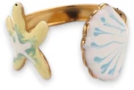 Ατσάλινο Δαχτυλίδι Αστερίας & Κοχύλι Pastel (R1458)