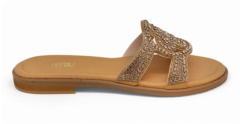 Bigshoes GA0208-37 Δερμάτινη Παντόφλα Ροζ Χρυσό