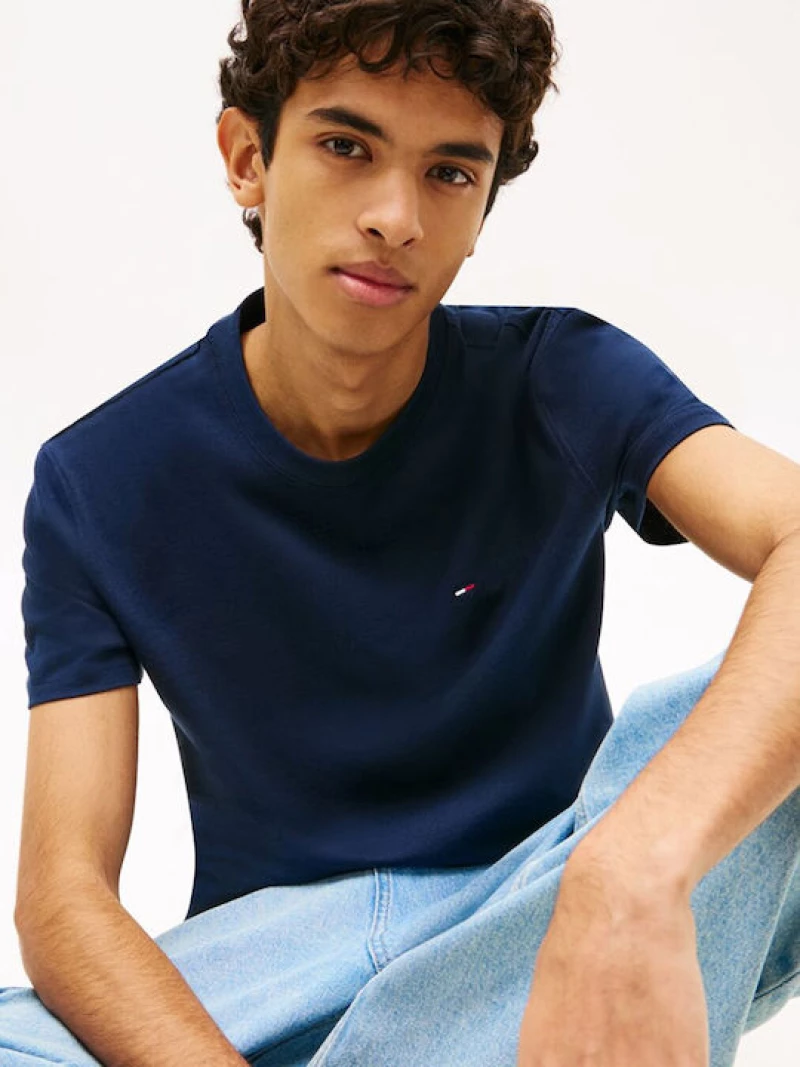 Tommy Jeans ανδρικό βαμβακερό regular t-shirt μπλε DM0DM22504-C1G