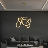 kelvo® GLOW KLV-101-0163 Κρεμαστό Φωτιστικό Οροφής LED 58W 5800lm 360° AC 220-240V IP20 Ρυθμιζόμενο Λευκό CCT με Χειριστήριο από 2700K έως 6000K Dimmable - Lumileds SMD Chip - Χρυσό Πλατίνα - Μ80 x Π80 x Υ40cm - 3 Χρόνια Εγγύηση