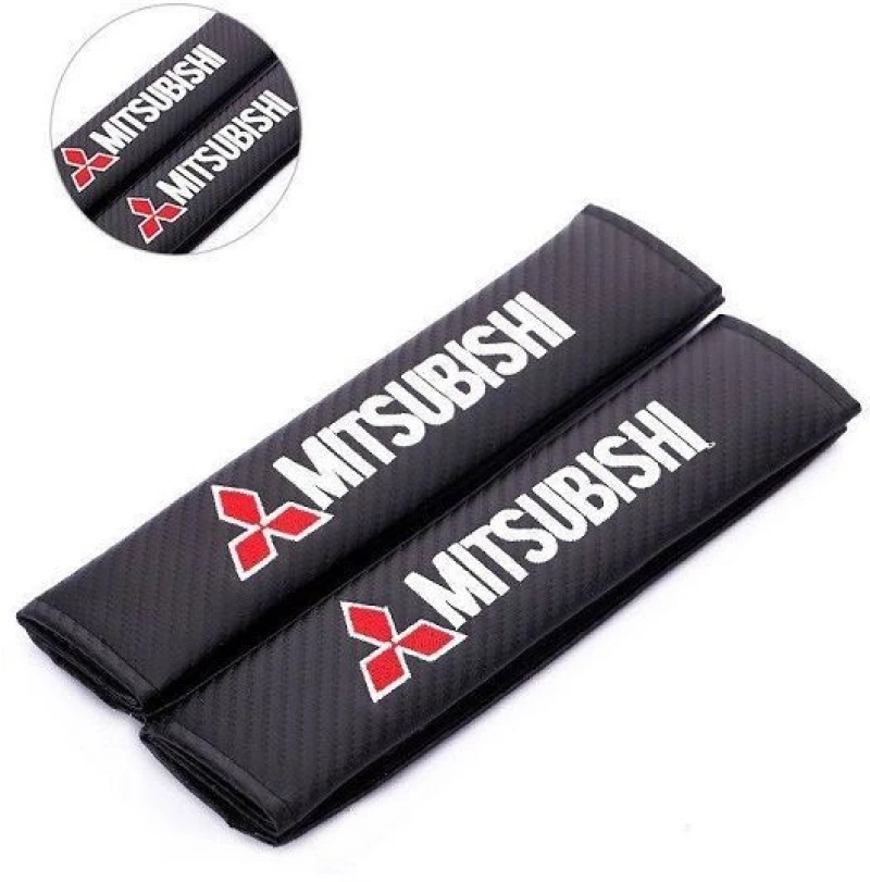 Μαξιλαράκια Ζώνης Αυτοκινήτου Carbon 23x6cm 2τμχ MITSUBISHI HW-0414