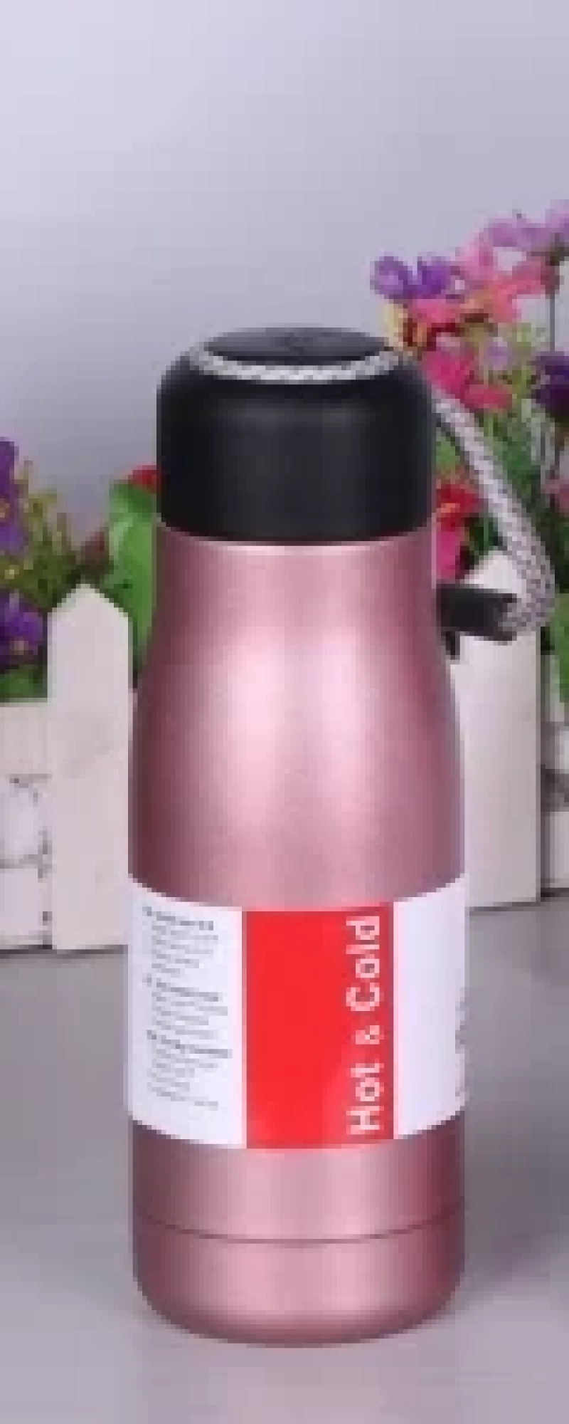 Αθλητικός Θερμός  380ml  με διπλό τοίχωμα  ροζ χρυσό