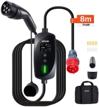 VEVOR Φορητός Φορτιστής Αυτοκινήτου Τύπου 2, 11 kW 16A, 3 Φάσεων με Καλώδιο 8 μέτρα και Οθόνη LCD, CEE16, IP66. OGBXCDQPM11KC6E73001V2