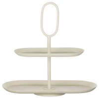 Πιατέλα διώροφη οβάλ cream 38x17x37cm