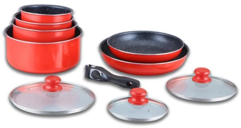 Σετ Μαγειρικής Herzberg 10 τμχ Χρώματος Κόκκινο HG-5000 Red