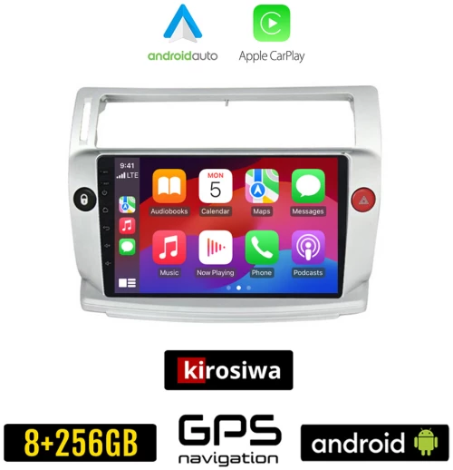 KIROSIWA CITROEN C4 (2004 - 2010) Android οθόνη αυτοκίνητου 8GB + 256GB με GPS WI-FI (ηχοσύστημα αφής 9" ιντσών OEM Android Auto Apple Carplay Youtube Playstore MP3 USB Radio Bluetooth Mirrorlink εργοστασιακή, 4x60W, AUX)