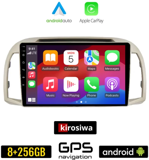KIROSIWA NISSAN MICRA (2002-2010) Android οθόνη αυτοκίνητου 8GB + 256GB με GPS WI-FI (ηχοσύστημα αφής 9" ιντσών OEM Android Auto Apple Carplay Youtube Playstore MP3 USB Radio Bluetooth Mirrorlink εργοστασιακή, 4x60W, AUX)