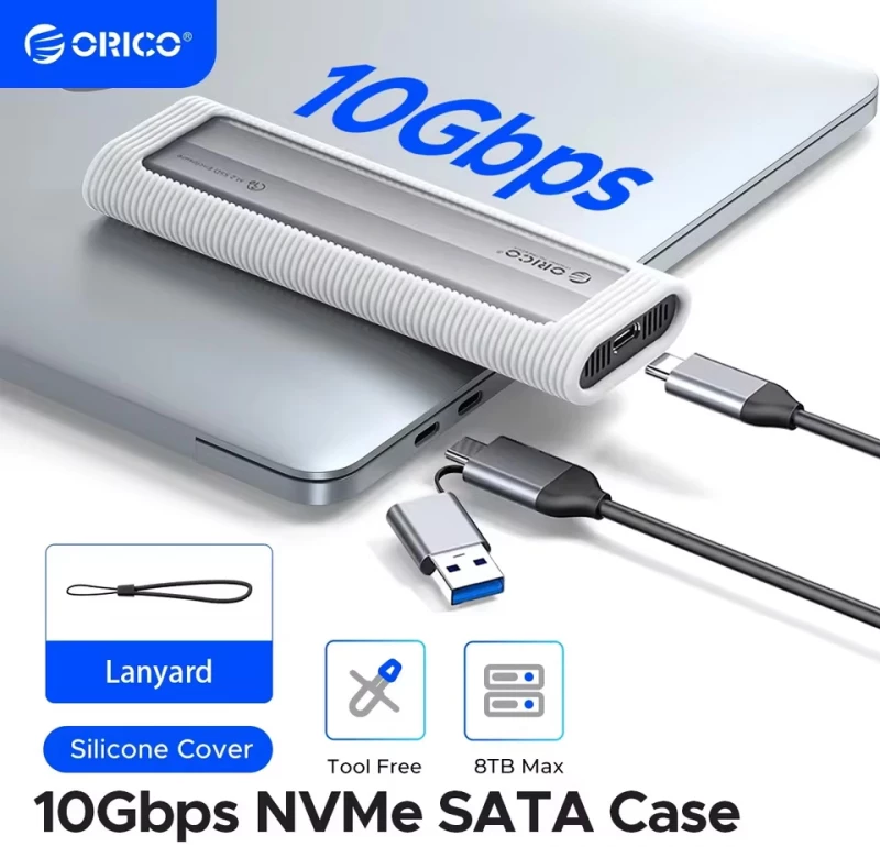 ORICO θήκη για M.2 NVME/NGFF SSD AXM2S-G2, 10Gbps, tool free, γκρι