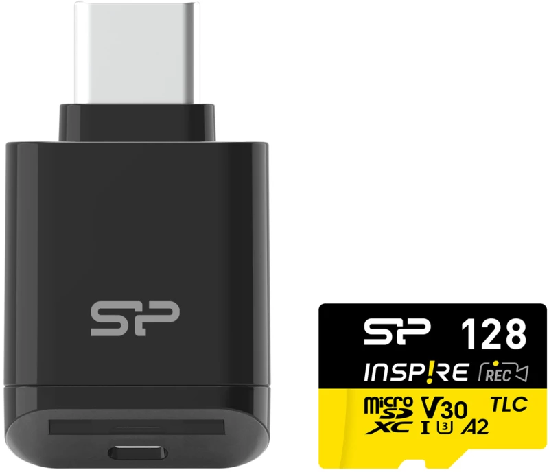 SILICON POWER κάρτα μνήμης microSDXC Inspire με card reader, 128GB, C10 UHS-I U3 V30 A2