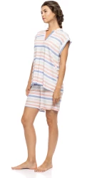 Γυναικεία Πυτζάμα Pink Label - SUNSET STRIPE - Κοντομάνικη - Σορτς - Cotton