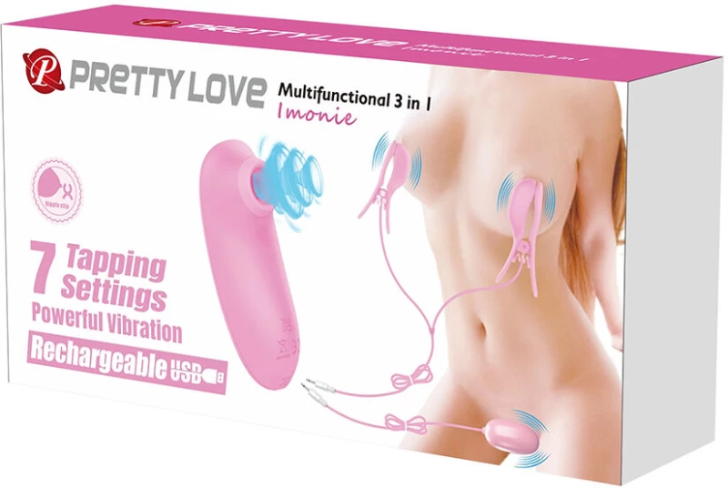 PRETTY LOVE - IMONIE 3-IN-1 MULTIFUNCTIONAL SET WITH SUCTION CUP, NIPPLES AND CLITORIS