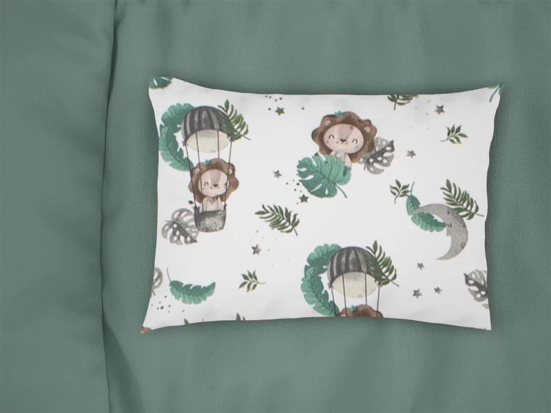 Μαξιλαροθήκη Εμπριμέ kids Lion 534 50X70 Green 100%  Cotton