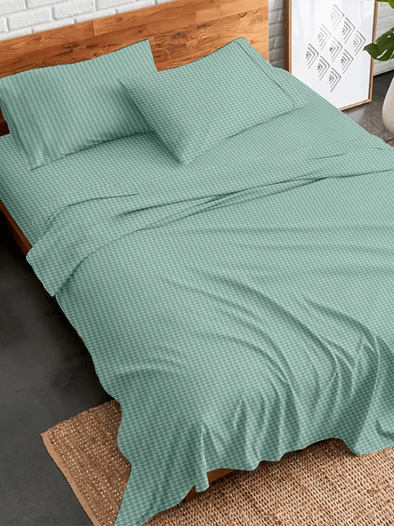 Σετ Σεντόνια Flannel 2064 Aqua Διπλό με λάστιχο (150x205 30)