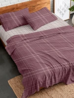Σετ Σεντόνια Flannel 2066 Bordeaux Διπλό με λάστιχο (150x205 30)