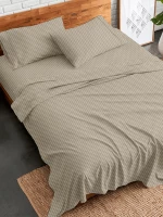 Σετ Σεντόνια Flannel 2064 Beige Υπέρδιπλο με λάστιχο (170x205 30)