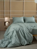 Σετ Σεντόνια Βαμβακοσατέν Omnia μονόχρωμα Aqua King Size (280x300)