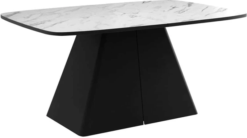 Τραπέζι Επεκτεινόμενο Nova 163085779 180/256x110x76cm Marble Effect White-Black Ατσάλι,Μοριοσανίδα