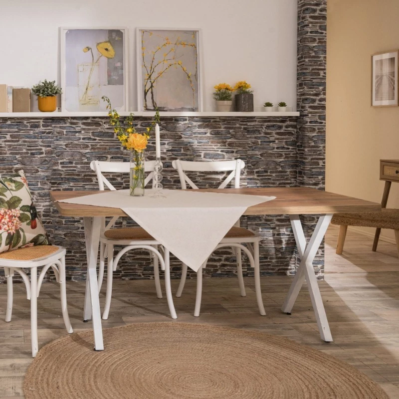 Καρέ Alora 01 Beige Teoran 90X90cm Βαμβάκι-Πολυέστερ