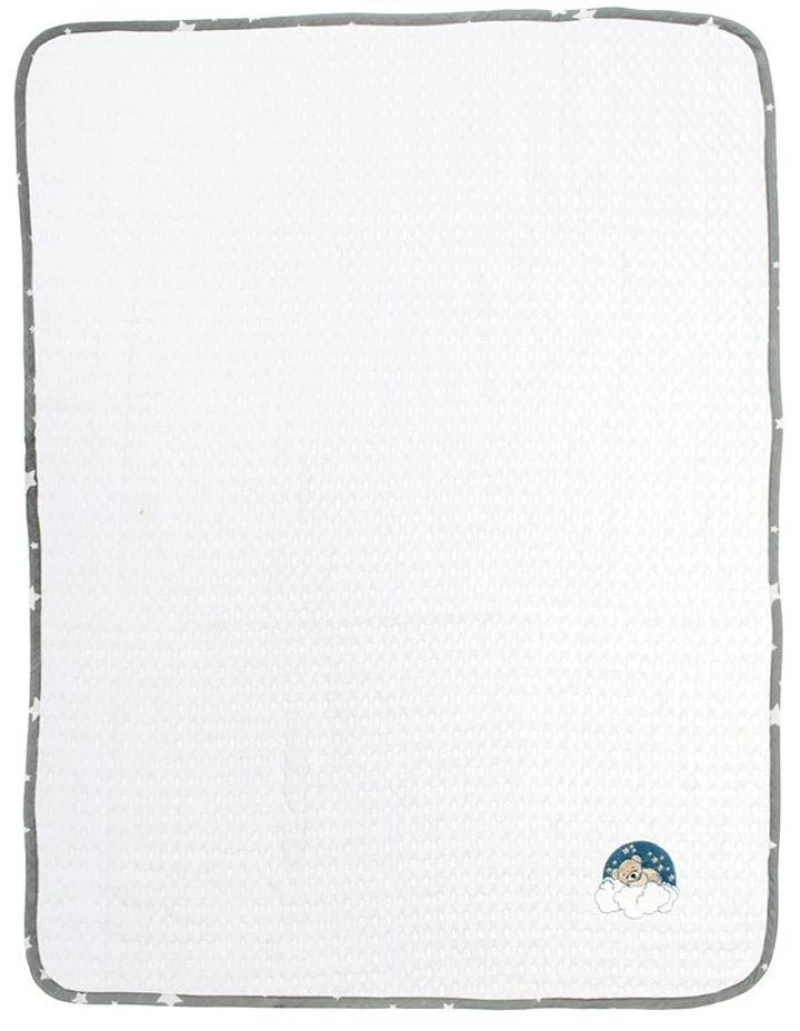 Κουβέρτα Βρεφική Cloudy Bear 176 Πικέ Με Κέντημα White-Grey DimCol Αγκαλιάς 80x110cm 100% Βαμβάκι