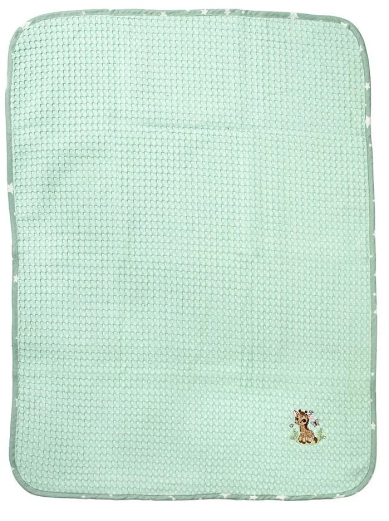 Κουβέρτα Βρεφική Πικέ Με Κέντημα Giraffe 174 Mint DimCol Αγκαλιάς 80x110cm 100% Βαμβάκι