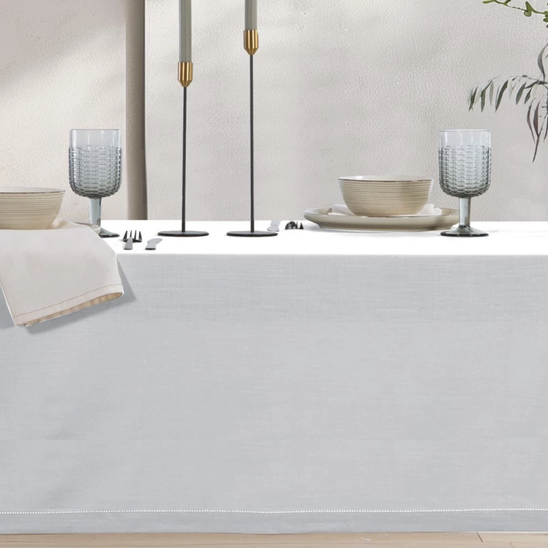 Τραπεζομάντηλο Steady White Nef-Nef Homeware Διάμετρος 180cm 100% Βαμβάκι