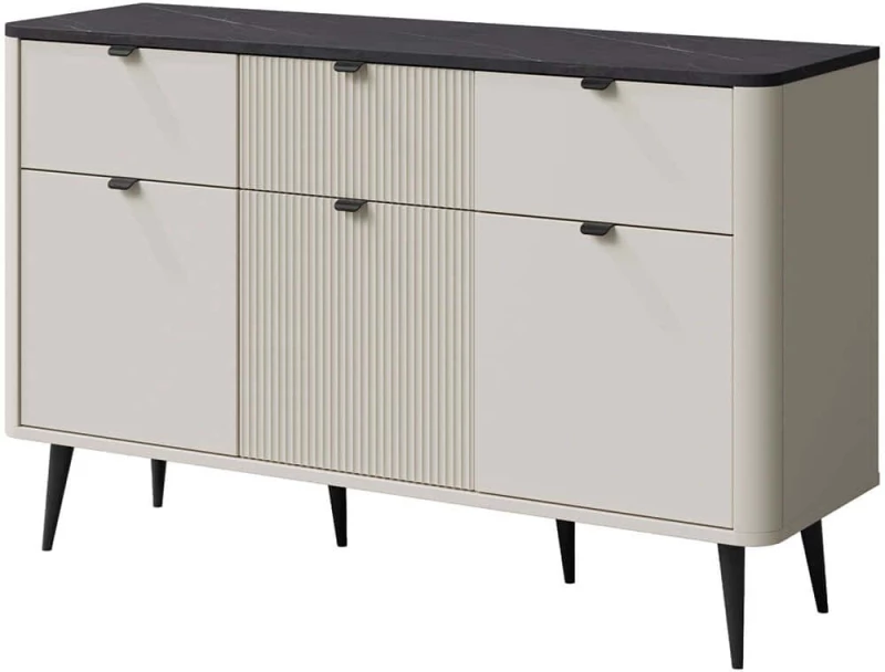 Μπουφές Marly Reg IV 162907289 130x40x82cm Off White-Black Μοριοσανίδα,Mdf