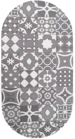Χαλάκι Κουζίνας Canvas 214 W Grey-White Oval Royal Carpet 75X150cm OVAL Chenille
