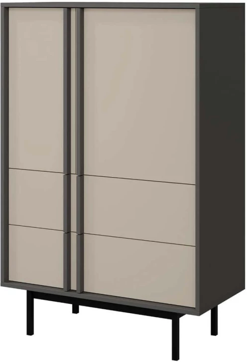 Μπουφές Alsy Reg 162912509 83x43x127cm Beige-Anthracite Μοριοσανίδα, Μέταλλο