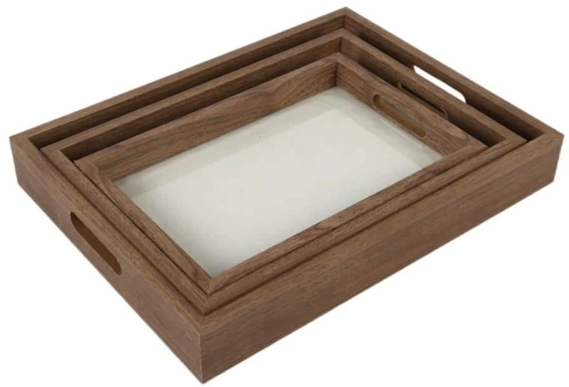ΣΕΤ 3τεμ. ΔΙΣΚΟΙ ΜΕ ΓΥΑΛΙ MDF 5053-WALNUT - Oriana Ferelli® 1τμχ