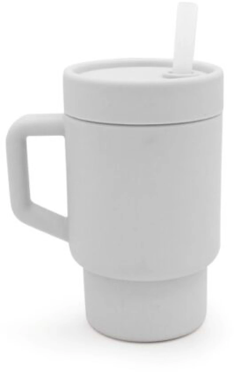 Melii Παγούρι Σιλικόνης με Καλαμάκι Tumbler Γκρι 290ml