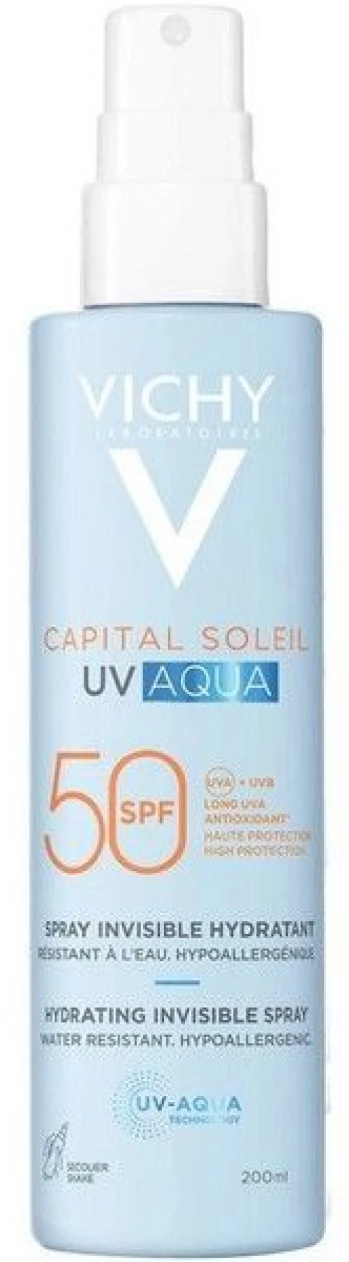 Vichy Capital Soleil UV-AQUA SPF50 Hydrating Invisible Spray - Ενυδατικό Αντηλιακό Γαλάκτωμα Σώματος 200ml