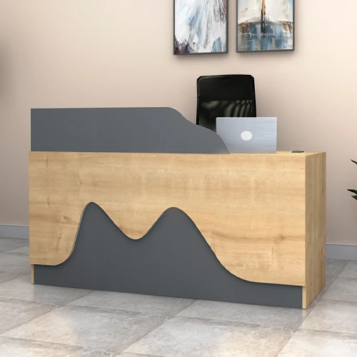 519291 ΓΡΑΦΕΙΟ ΥΠΟΔΟΧΗΣ - RECEPTION LIONE MEGAPAP ΧΡΩΜΑ ΦΥΣΙΚΟ ΟΞΙΑΣ - ΑΝΘΡΑΚΙ 160X60X100ΕΚ.