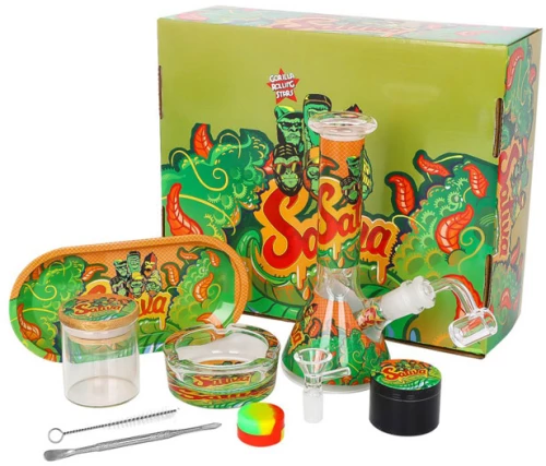 Bong Σετ «Gorilla» με Bong, Δίσκο, Grinder, Σταχτοδοχείο και Βάζο Αποθήκευσης