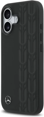 Mercedes Leather Laurel Leaves MagSafe Case for iPhone 17 - Black