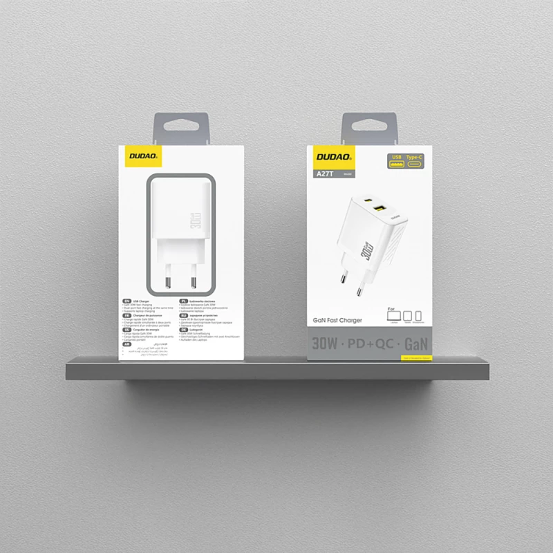 Dudao A27TEU PD 30W GaN USB-A USB-C Wall Charger - White
