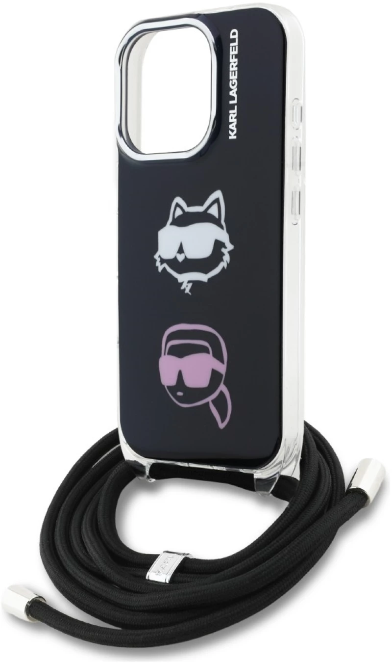 Karl Lagerfeld IML Crossbody Karl&Choupette Head Case for iPhone 16 Pro - Black