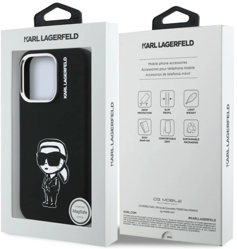 Karl Lagerfeld Silicone Karl Sketch MagSafe Case for iPhone 16 Pro - Black
