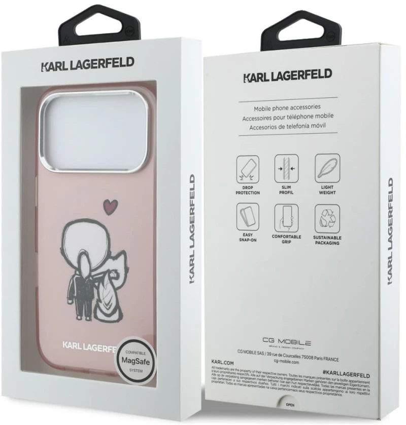 Karl Lagerfeld Karl & Choupette Back MagSafe Case for iPhone 17 Pro - Pink