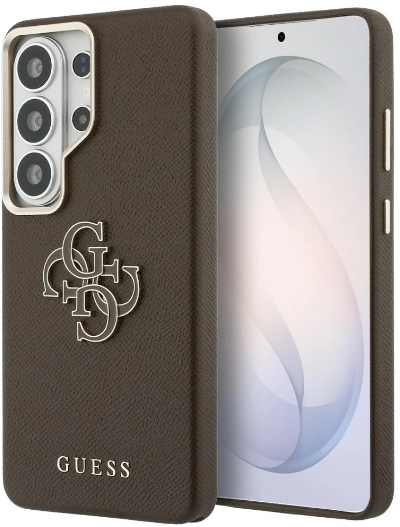 Guess Grained Big 4G Metal Logo Case for Samsung Galaxy S26 Ultra - Brown