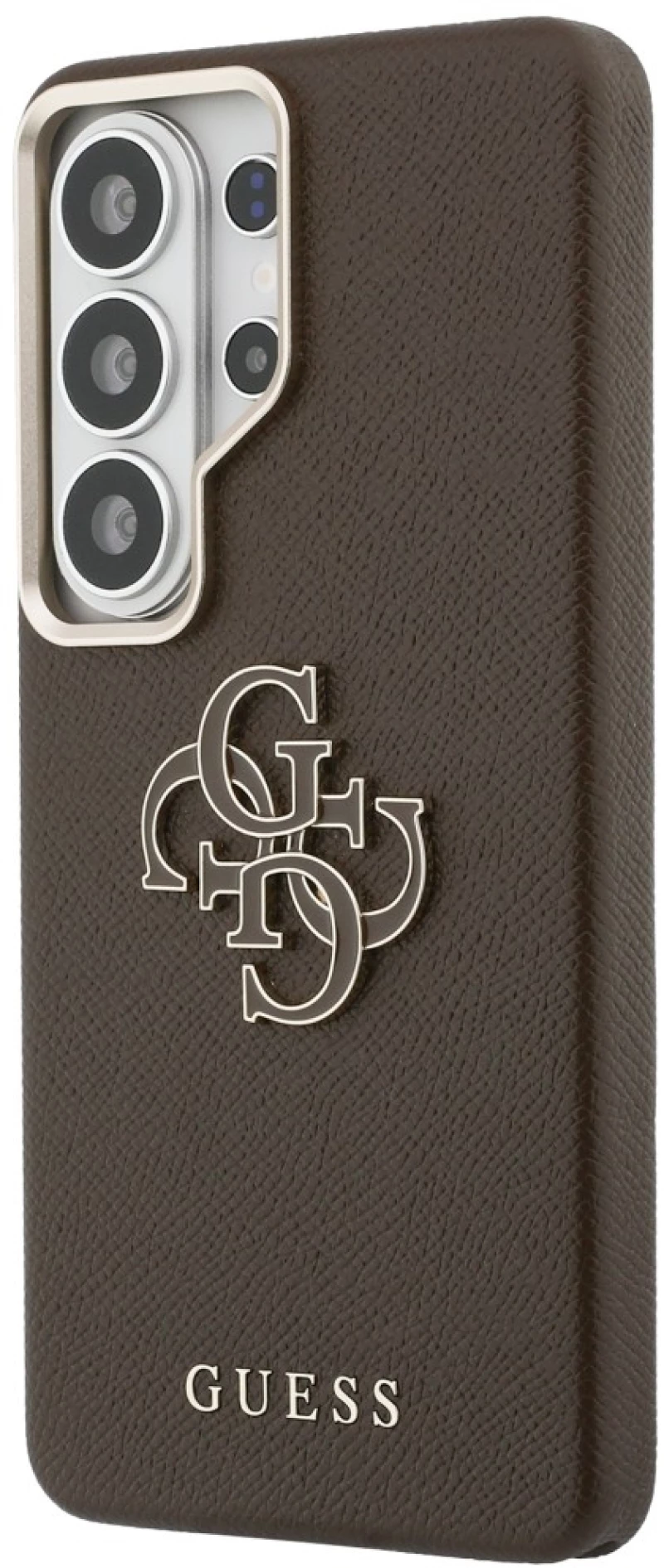 Guess Grained Big 4G Metal Logo Case for Samsung Galaxy S26 Ultra - Brown