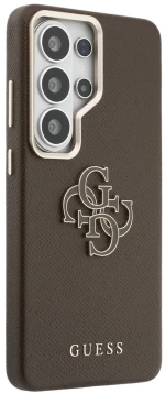 Guess Grained Big 4G Metal Logo Case for Samsung Galaxy S26 Ultra - Brown