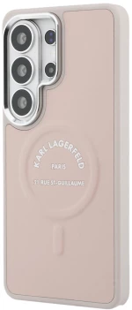 Karl Lagerfeld Embossed Ring RSG Logo MagSafe Case for Samsung Galaxy S26 Ultra - Pink