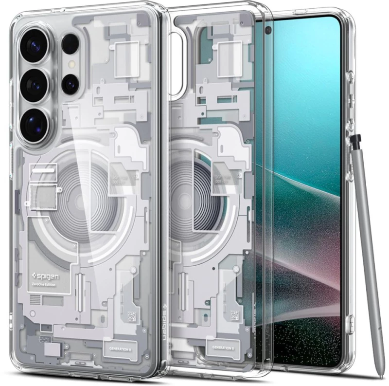 Spigen Ultra Hybrid Mag MagSafe Case for Samsung Galaxy S26 Ultra Zero One - Clear and White