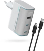 Cuktech AD1003EU 100W GaN 2x USB-C + USB-A Wall Charger with Cable - White