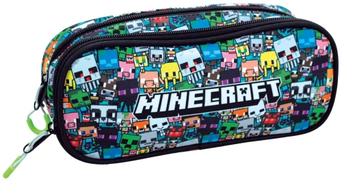 MINECRAFT - Pencil Case Oval with 2 Zippers