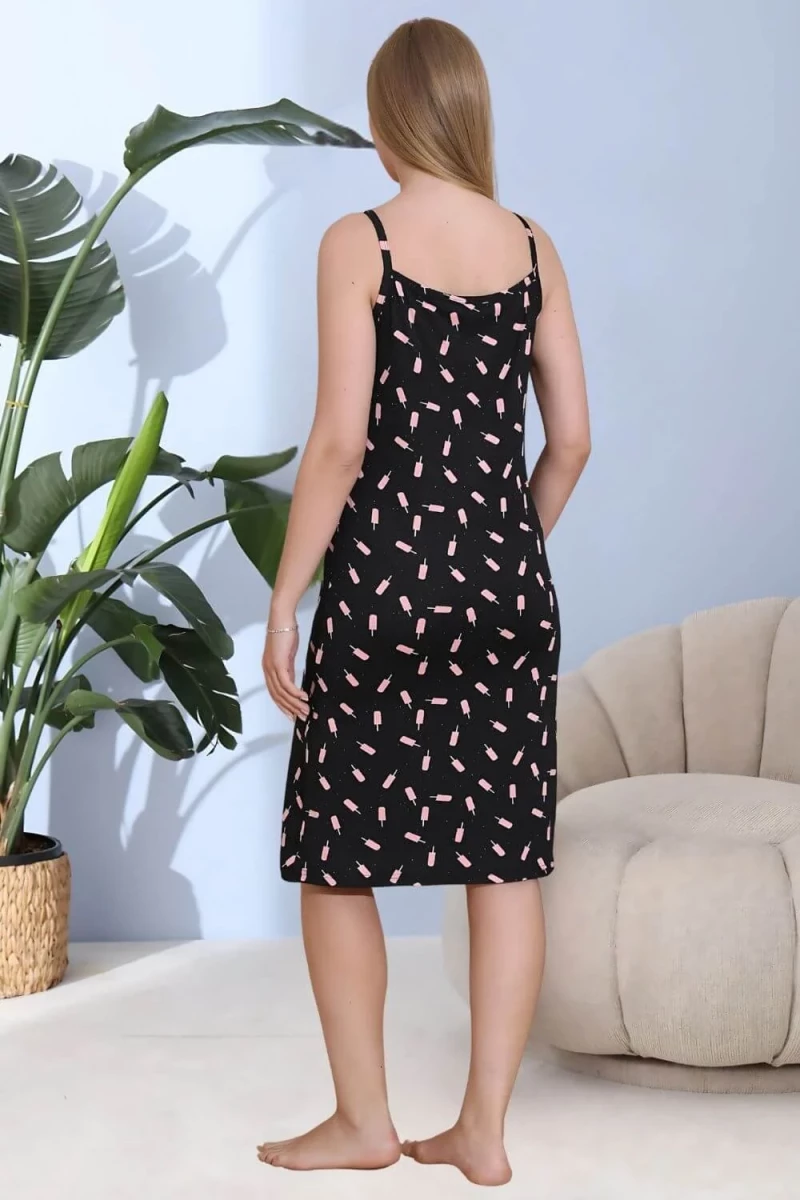 Γυναικείο νυχτικό αμάνικο homewear 20629 - ΜΑΥΡΟ