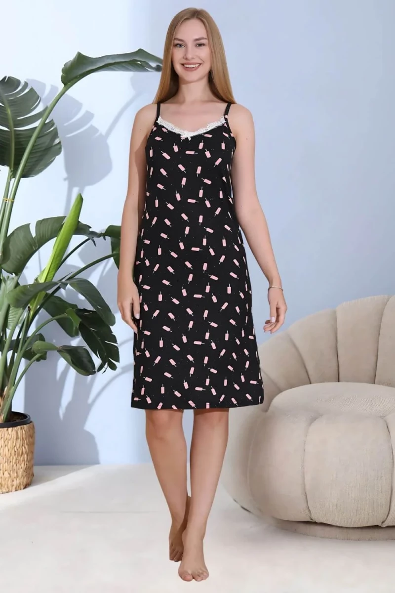Γυναικείο νυχτικό αμάνικο homewear 20629 - ΜΑΥΡΟ
